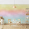 Bilderwelten Fototapete Kinderzimmer 290 x 432 cm Kinder Kindertapete Regenbogen Bunt Aquarell Selbstklebende Tapete Wandtapete Wanddekoration