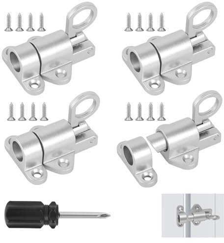 Federriegel Automatische Türriegel, 4 Stück Automatische Verriegelung Türriegel Federverriegelung mit Schraubendreher, Aluminiumlegierung Spring Riegelschloss für Fenster Holztüren Schranktüren