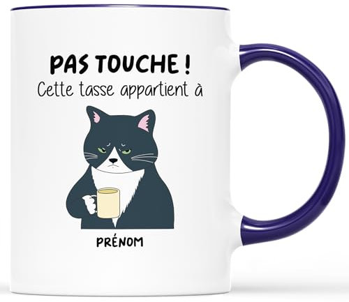 Cadeau Plus Mug Personnalisé Prénom Pas Touche - Tasse drole, mug humour, Tasse Humoristique, mug drole homme, mug rigolo femme, tasse rigolo prenom (Marine)