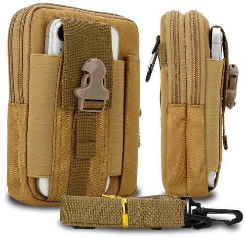 Cadorabo Taktische Handytasche in Uni BRAUN -Molle-EDC-Tasche kompatibel mit Apple iPhone 8 mit Schultergurt -Handyhalter, Militär Gürteltasche, Hüfttasche