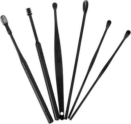 SEWOART Kit de Limpieza de Oídos 6 Piezas Acero Inoxidable Herramientas para Quitar Cera Auricular No Resbalan Uso Diario y Viaje Masajeadores Suaves