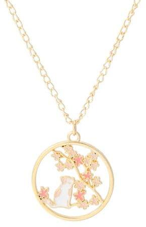Hasdnker Halskette Ketten Schmuck Herren Frauen Anhänger Necklace Kreative Mode Sakura Katze Hase Halskette Niedlichen Cartoon Girlande Anhänger Frauen Schmuck Zubehör Halsketten Rosa Xl0444-A