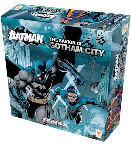 Topi Games Batman - The Savior Of Gotham City Board Game | Cooperative superhero game for 2-8 players, ages 7+, 45 min. Face the Joker across 10 unique scenarios.
