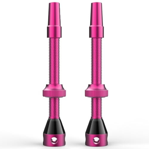 Shredr. Lot de valves Tubeless | Valves Presta pour pneus sans chambre à air | Aluminium super léger, anodisé multicolore, valve française | Pour jantes tubeless normales (rose, 60 mm)