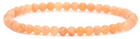 Echtes Sonnenstein Edelstein Armband mit runden 4mm Perlen - verschiedene Längen - Heilstein Schutzstein Edelsteinarmband Glücksbringer Talisman Geschenk (Sonnenstein, 18CM)