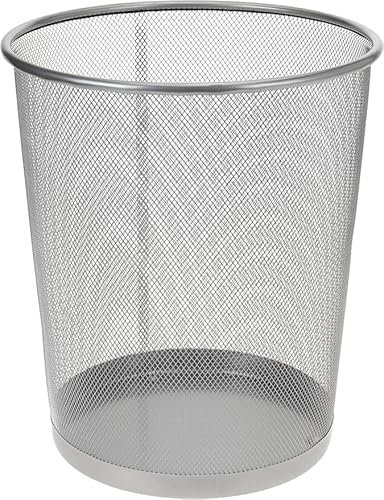 Vanorell 3 x Papierkorb Metall 35 cm silber hoch Papiereimer fürs Büro Abfalleimer Runder Mülleimer 20 Liter, Draht, 30 cm Ø oben