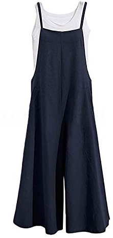 YIzdegg Salopette larghe da donna, estive, con grandi tasche, retrò, oversize, mussola, pantaloni da lavoro, pantaloni larghi, taglia baggy, asciugatura rapida, pantaloni estivi, tinta unita, Blu, M