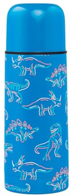 Baagl Trinkflasche Kinder Jungen – Isolierte Edelstahl Thermosflasche mit Schraubverschluss & Becherdeckel – Auslaufsichere Wasserflasche für Schule & Ausflüge, 550 ml (Dino)