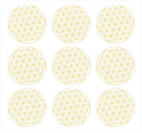 153 Stück Blume des Lebens Aufkleber Selbstklebend – Überzogen, Heißfolienprägung in Gold – 50x50mm – Spirituelle Sticker für DIY, Geschenke & Deko – Wasserdicht & langlebig