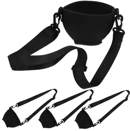 Mobestech Wine Glass Hanger Neoprene Sleeve with Adjustable Neck Strap, Stemmed Wine Cup Carrier Protective Holder, Outdoor Drink Glass Lanyard Necklace, 4pcs Set for Parties and Travel