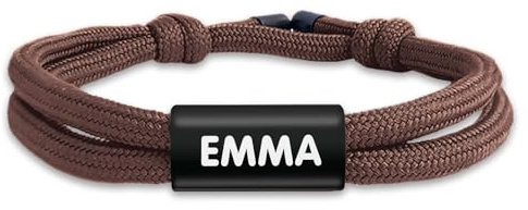gutmarkiert – Personalisiertes Armband für Jungen & Mädchen – Graviertes Armband für Kinder – Geflochtenes Stoffarmband personalisierbar mit bis zu 2 Textzeilen auf der Vorderseite