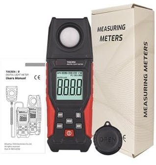 Luxmetro portatile, TASI TA630 Luxmetro professionale Luxmetro portatile Luxmetro ad alta precisione 0,1-200000LUX Illuminometro Fotometro,piante acquario luce tester(TA630A)
