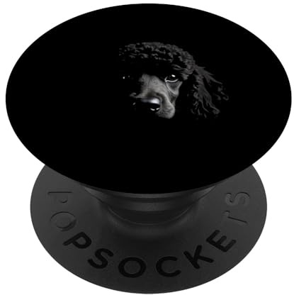 Schwarzer Pudel Hund Pudel Gesicht PopSockets Klebender PopGrip