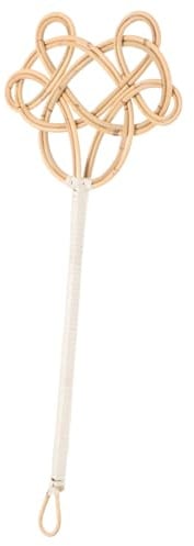 TOYZFRIENDY Spolverino Vintage in Rattan e Plastica per Rimuovere Polvere e Sporco, Scopa a Frusta Color Kaki, la Pulizia di Tappeti e Cuscini Imbottiti