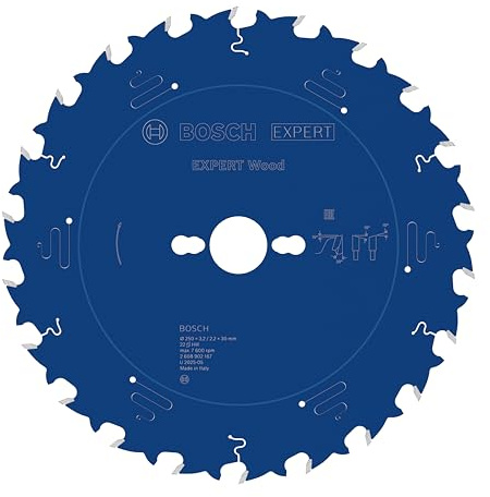 Bosch 1x EXPERT Wood Kreissägeblatt, 250x30 mm, T22 | für Weichholz, Hartholz, Ø 250 mm, Professional Zubehör kabelgebundene Tischkreissäge, Stationäre Tischkreissäge