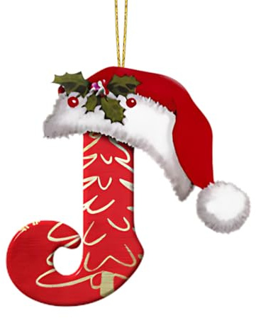 26 Letter Christmas Decorations, Personalized DIY Christmas Hat Letter Pendant for Christmas Tree, Hanging Xmas Alphabet Letters Ornaments Decorations (J)