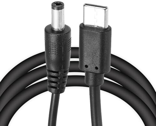 sourcing map 2 Pcs 1.3Ft USB C to DC PD Power Fast Charging Cable, 5.5mm x 2.1mm 15W/5V DC Power Cable, Type C Input 3A Adapter Jack Converter for Router, Camera, TV Box, Desk Lamp(Black)