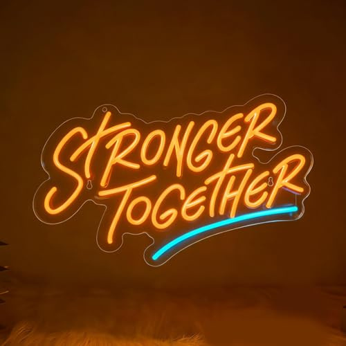 Stronger Together Neon Schild, LED Gelb Neon Sign für Wand Deko, Dimmbare Brief Neonlichter USB Power für Schlafzimmer Wohnzimmer Bar Pub Club Home Hochzeit Party