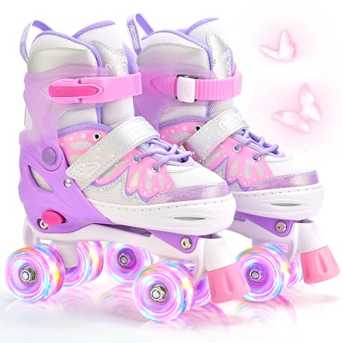 NEMONE Sirenetta Pattini a Rotelle Bambina Regolabili 8 Ruote Pattini a Rotelle per Bambino Bambini Regalo Indoor Outdoor