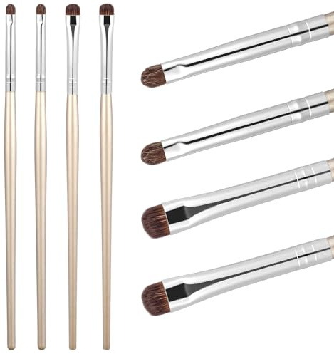 4 PCS Fine Makeup Brush Eyeliner Smudge Brush Small Eyeshadow Brushes Reusable Mini Pencil Soft Make up Tool Fine Point Flat Tiny Makeup Applicator Set for Women Blending Cream Liquid Concealer