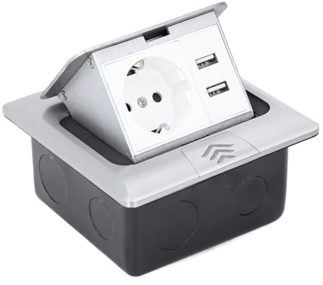 SIXRUN Integrierte Wasserdichte USB-Pop-up-Bodensteckdose aus Edelstahl für den Esstisch, Wetterfeste IP44-Bodensteckdose für die Küchenarbeitsplatte
