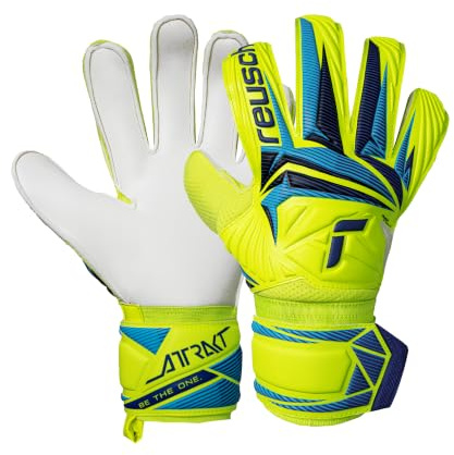 Reusch Torwarthandschuhe Erwachsene | robuster Grip & stabile Passform | starke Ballkontrolle, für Training & Spiel, geeignet für Kunstrasen, Naturrasen & Hartplatz, Größe 7,5-11, Attrakt Solid