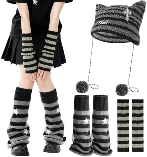 VelvetGlow Y2K Leg Warmers for Women, Star Arm Warmers Streetwear Leg Cover Retro Stretchy Dance Accessories