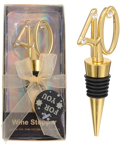 NUOBESTY 40Th Birthday Wine Bottle Stoppers 2pcs Alloy Wine Corks Party Bottle Plugs for Birthday Celebration Decorations