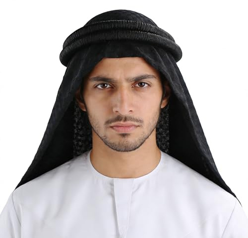 TINAYAUE Männer Hijab Arabisches Kopftuch mit Stirnband Muslimisches Kopftuch Islam Hijab Moslem Schal Arabisch Kopfkappe Atmungsaktives Kopfbedeckung Weich Hidschab für Gebet, Ramadan