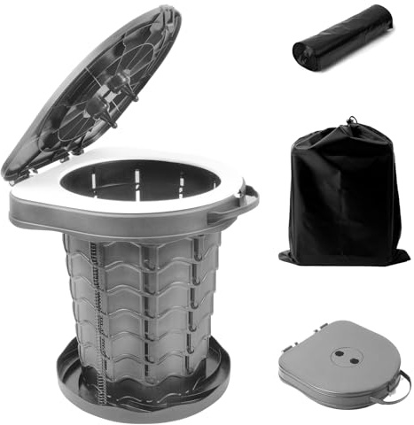 Huracan Campingtoilette Faltbar, Campingklo, Tragbare Mobile Toilette bis 200 kg, Kompakt 34,5 cm Sitzhöhe, mit Aufbewahrungstasche & Müllbeuteln, Reise WC für Camping, Outdoor, Angeln, Strand