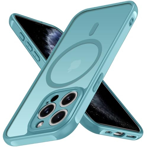 ivoler Matte Blue-Green Magnetic Case for iPhone 11 Pro 5.8 Inch, Compatible with MagSafe, [Military Standard Drop Protection] Shockproof Scratchproof Back Cover Thin Silicone Phone Case