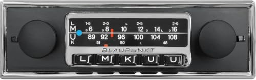 Blaupunkt Frankfurt Stereo, 1-DIN Autoradio, Oldtimer-Design mit schwarzer Metallfront und Chromrahmen, DAB+, Bluetooth, USB, Aux-Eingang, Lenkradfernbedienung, Sub-Out, 4x50Watt, 12v