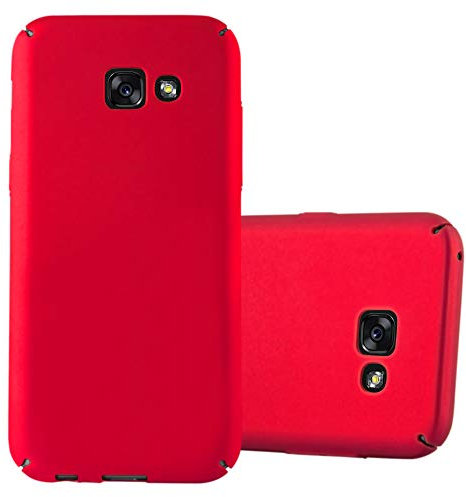 Cadorabo Hülle kompatibel mit Samsung Galaxy A5 2017 Schutzhülle TPU Silikon Case Metallic Design Anti Rutsch Slim Kratzfest Stabiles Hardcase mit Rundumschutz Case Hülle für Galaxy A5 2017 in Rot