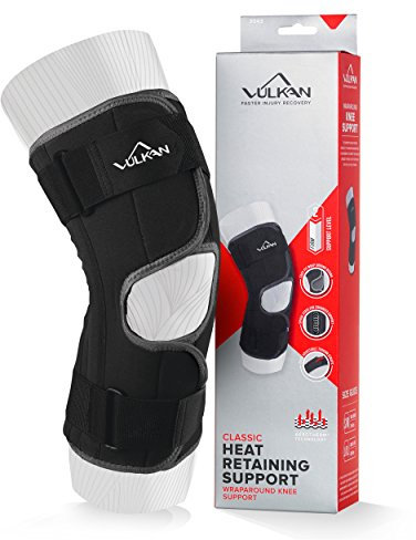Vulkan Rodillera clásica, pequeña a mediana, de 26 a 40 cm, rodillera para soporte de rótula, soporte para desgarros de menisco, lesiones del ligamento cruzado anterior y estabilidad de rodilla,