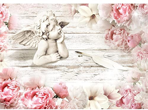 Runa Art Fototapete Blumen Pfingstrosen Engel Modern Vlies Wohnzimmer Schlafzimmer - Made in Germany - Rosa 9392010b
