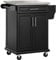 HOMCOM Dessert Cuisine desserte à roulettes îlot Central Cuisine avec Plateau en Acier INOX, étagère réglable, tiroir, Porte-épices, Porte-Couteaux et Porte-Serviettes, 83,5 x 45,7 x 90,5 cm, Noir