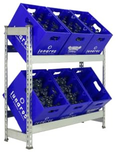 Simon Rack Getränkekistenregal für 6 Kisten - Simonbottle | 1000x1000x300 mm, Korrosionsschutzlackierung, Klicksystem-Montage, Verzinkt