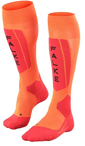 FALKE Herren Skisocken SK5 Expert M Kh Wolle Funktionsmaterial warm dünn 1 Paar, Orange Flash 8034, 46-48