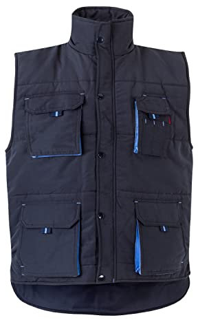 VELILLA 205902 Gilet imbottito bicolore multitasche blu navy e celeste, taglia M