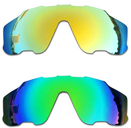 SOODASE Para Oakley Jawbreaker Gafas de sol Dorado/Verde 2 Pares Lentes de repuesto polarizadas