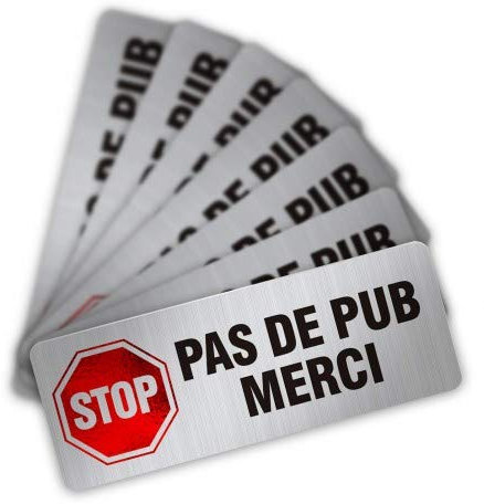 12x Autocollant sticker Stop Pub apparence Inox boite lettres logo 9 stop journaux et petites annonces