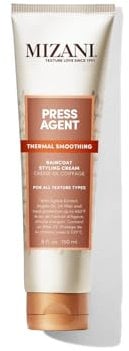 Mizani Thermal Styling Cream, Provides Hydration and Heat Protection Up to 230°C, For All Texture Types, Layerable, Infused with Argan Oil and Agave Extract, Press Agent Smoothing Styling Cream, 150ml