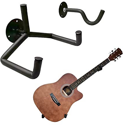 Huianpen Gitarrenwandhalter,Gitarrenhalter für Die Wand Schräg,Gitarrenbügelhaken,Wandhalter Gitarrenständer,mit Schrauben,für Akustikgitarre, klassische Gitarre, E-Gitarre, Bass, Ukulele (Schwarz)