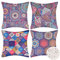 Velvhom 4er Set Dekorative Kissenbezug Draussen Boho Kissenhülle mit Bunt Geometrisch Muster Dekokissen 45x45cm Wasserdicht Leinen Mandala Kissen Fall für Zuhause Couch Auto,18x18Inch