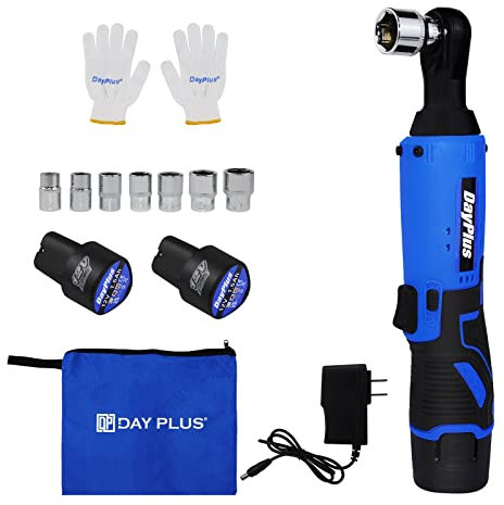 Cordless Electric Ratchet Wrench, 12V Power Wrench Tool with LED Light, 40N.m, 2300 RPM, 2 x 1500mAh Lithium-Ion Batteries, 7 Sockets, 3/8 Electric Ratchet Driver For Mechanics, Engineering and DIY