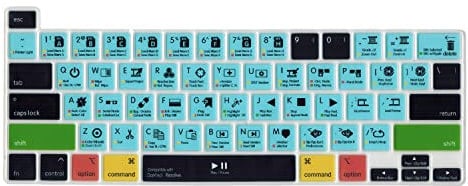 MiNGFi Silikon Davinci Resolve Tastenkombinationen Tastaturschutz für MacBook Pro 13 M1/M2 A2338 (2020–2023), A2289 (2020), A2251 (2020–2021), Pro 16 A2141 (2019–2021) US/ANSI Tastaturlayout