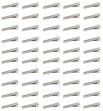 MaoNativey 50Pcs Pinces Crocodiles Cheveux, 45mm Métal Alligator Barrette Accessoires de Bricolage Antidérapants Pièces pour Femmes et Les Filles Salon Hair Style