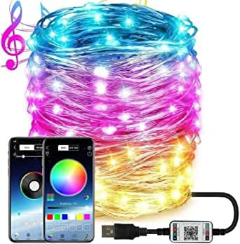 Deals Bluetooth Smart Weihnachtsbeleuchtung mit USB für Musik (RGB, 20)