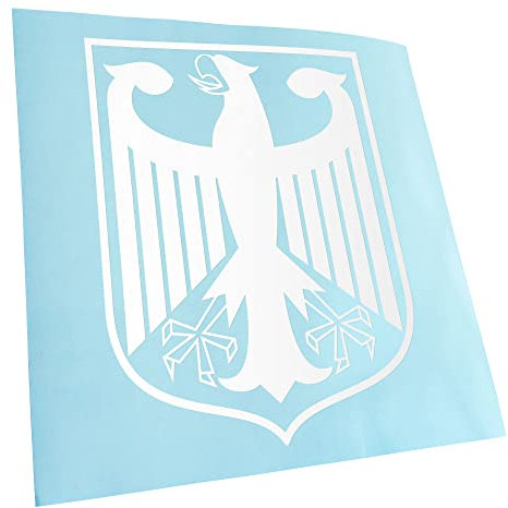 Kiwistar - Autoaufkleber - Weiß - 60x46cm Bundeswappen Deutschland Rahmen - Heckscheibe Auto Aufkleber wetterfest für Kfz LKW Mofa Truck - Sticker außen selbstklebend Tuning Zubehör für Fenster