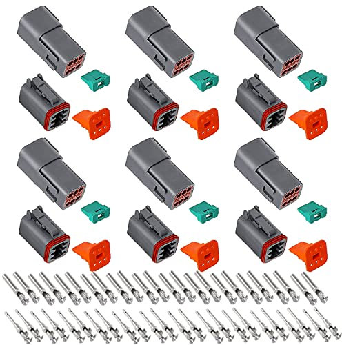 HUAZIZ 6 Pezzi 6 Pin Sigillato Grigio Maschio e Femmina, Auto Impermeabile Filo Elettrico Connettore Spina 22-16AWG Connettore per Moto, Scooter, Auto, Camion Barche